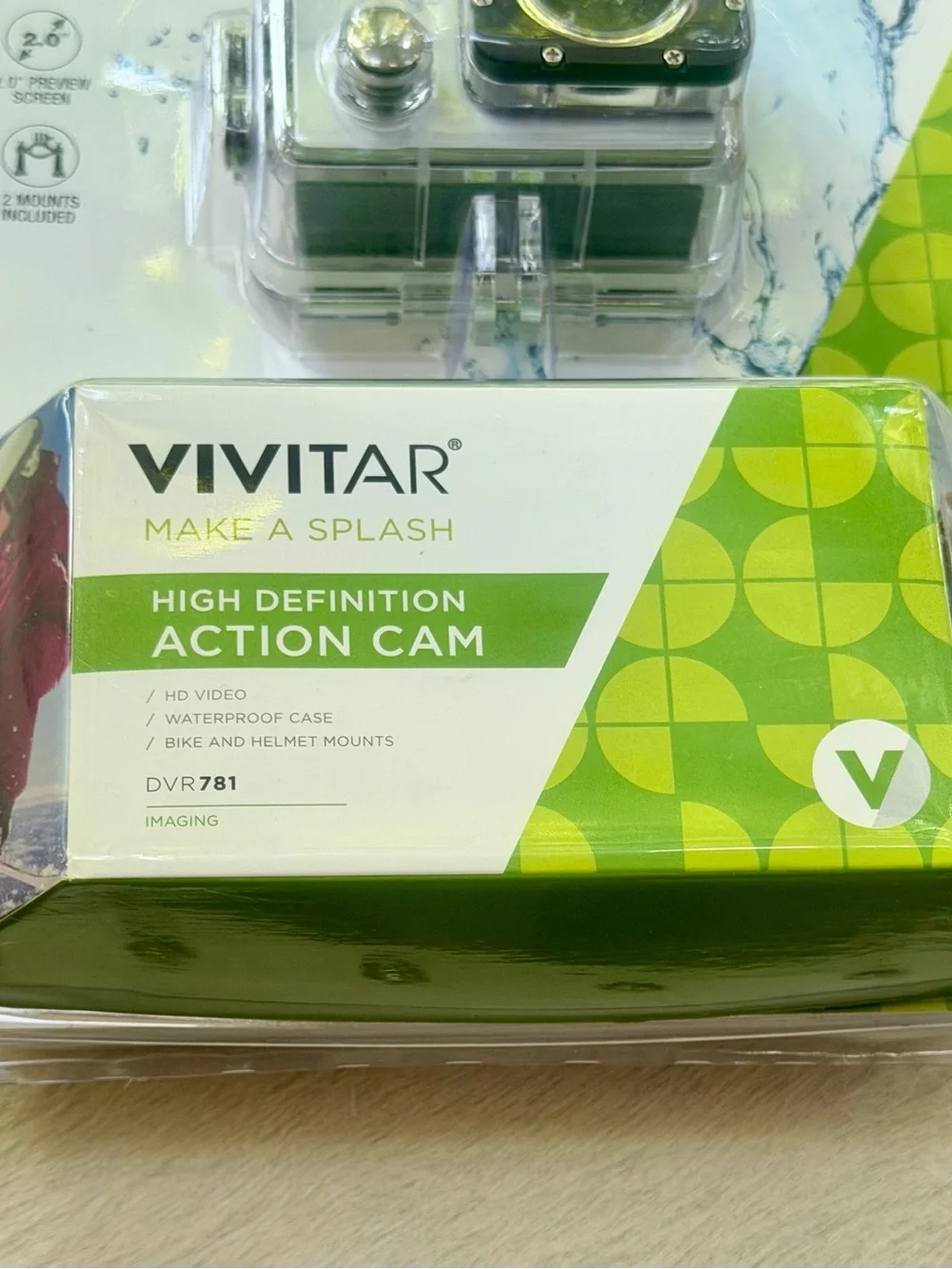Vivitar DVR781 HD Sports Action Camera Waterproof Bike Helmet Mounts New Sealed